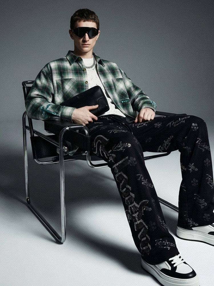 TCH Rhinestone Cross&Wings Plaid Shirt-3