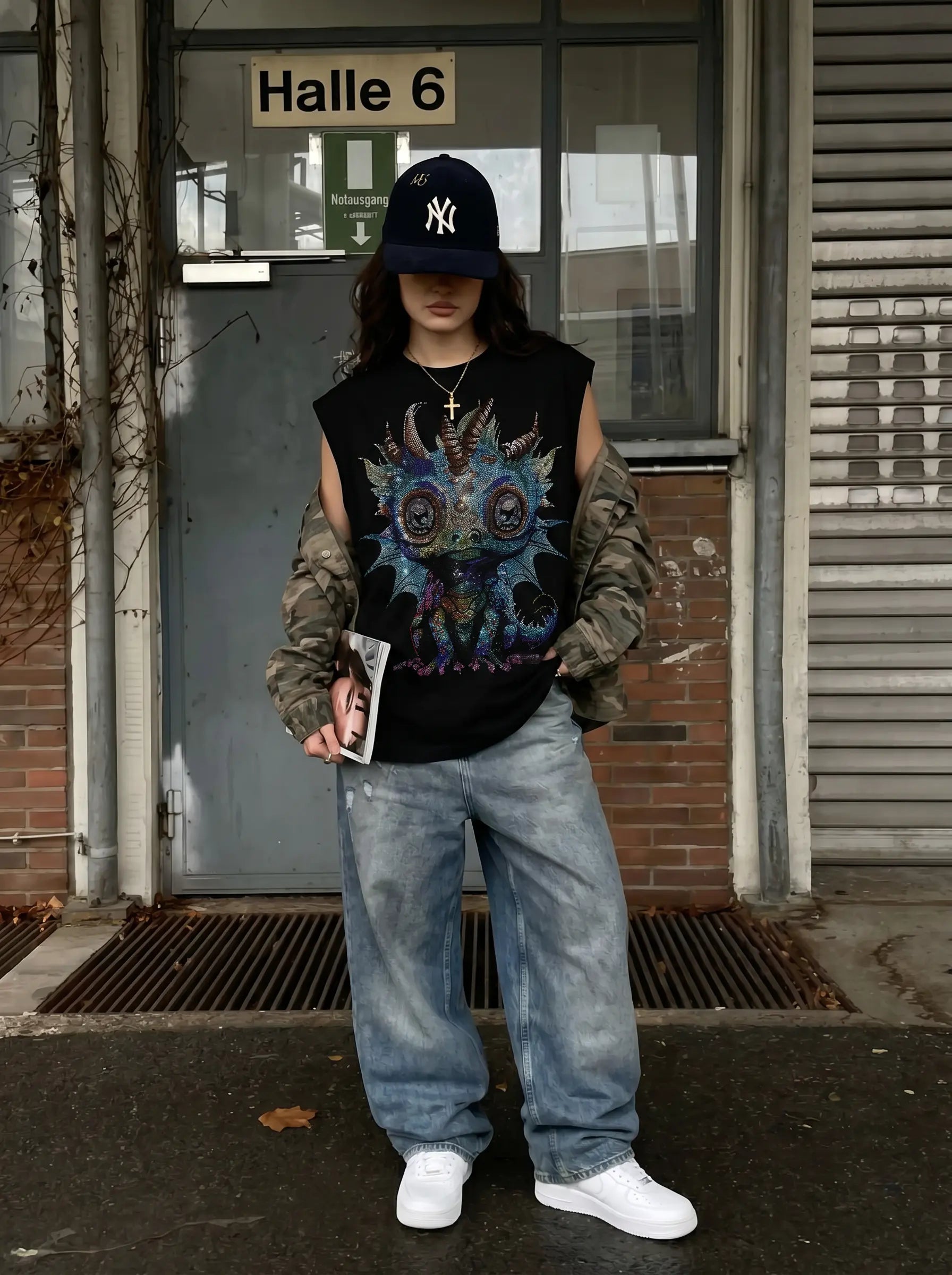 TCH Rhinestone Dragon Creature Tank Top Luxury Streetwear Brand Official Showcase