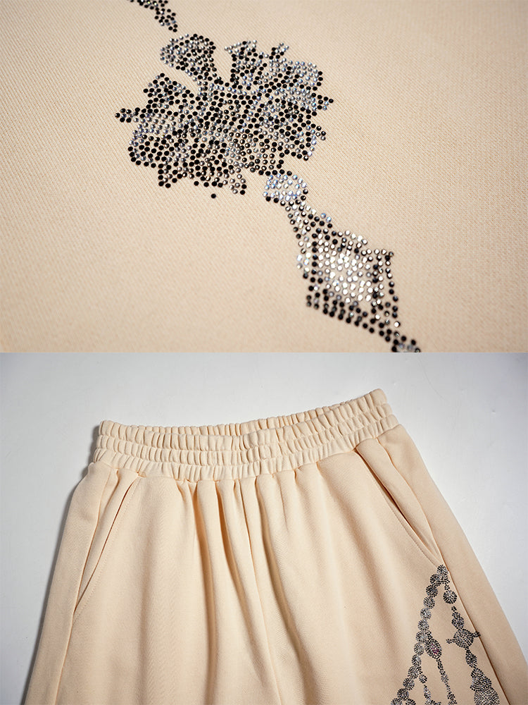 tch rhinestone draped jewelry 2 piece pants set beige HighEnd Luxury Streetwear Brand Official Showcase
