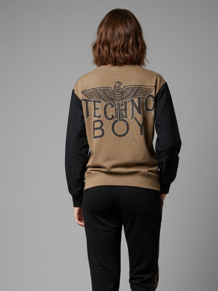tch rhinestone eagle street sweatshirt darkbrown HighEnd Luxury Streetwear Brand Official Showcase