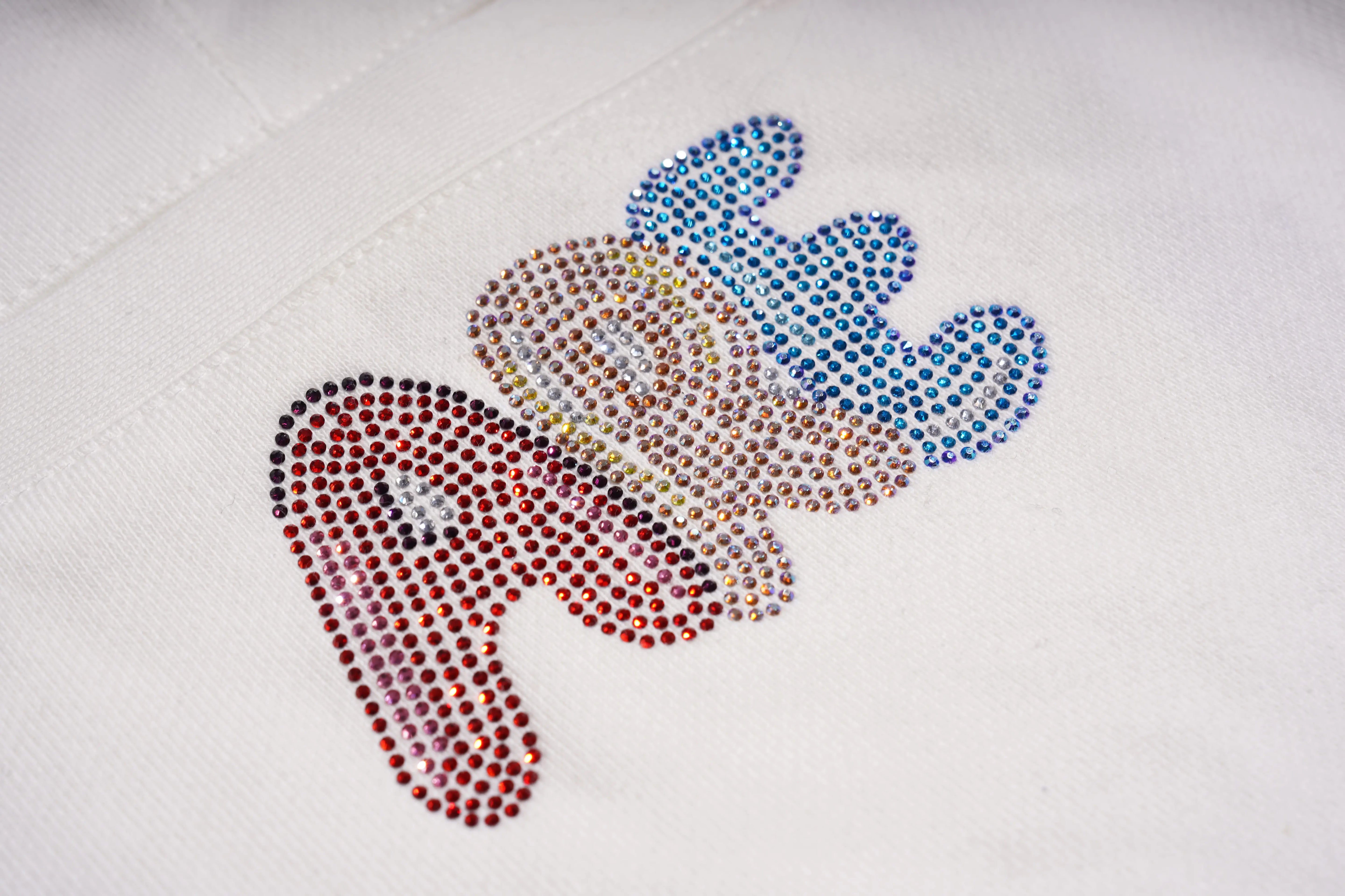 TCH Rhinestone Elephant Bow White Casual Shorts Luxury Streetwear Brand Official Showcase