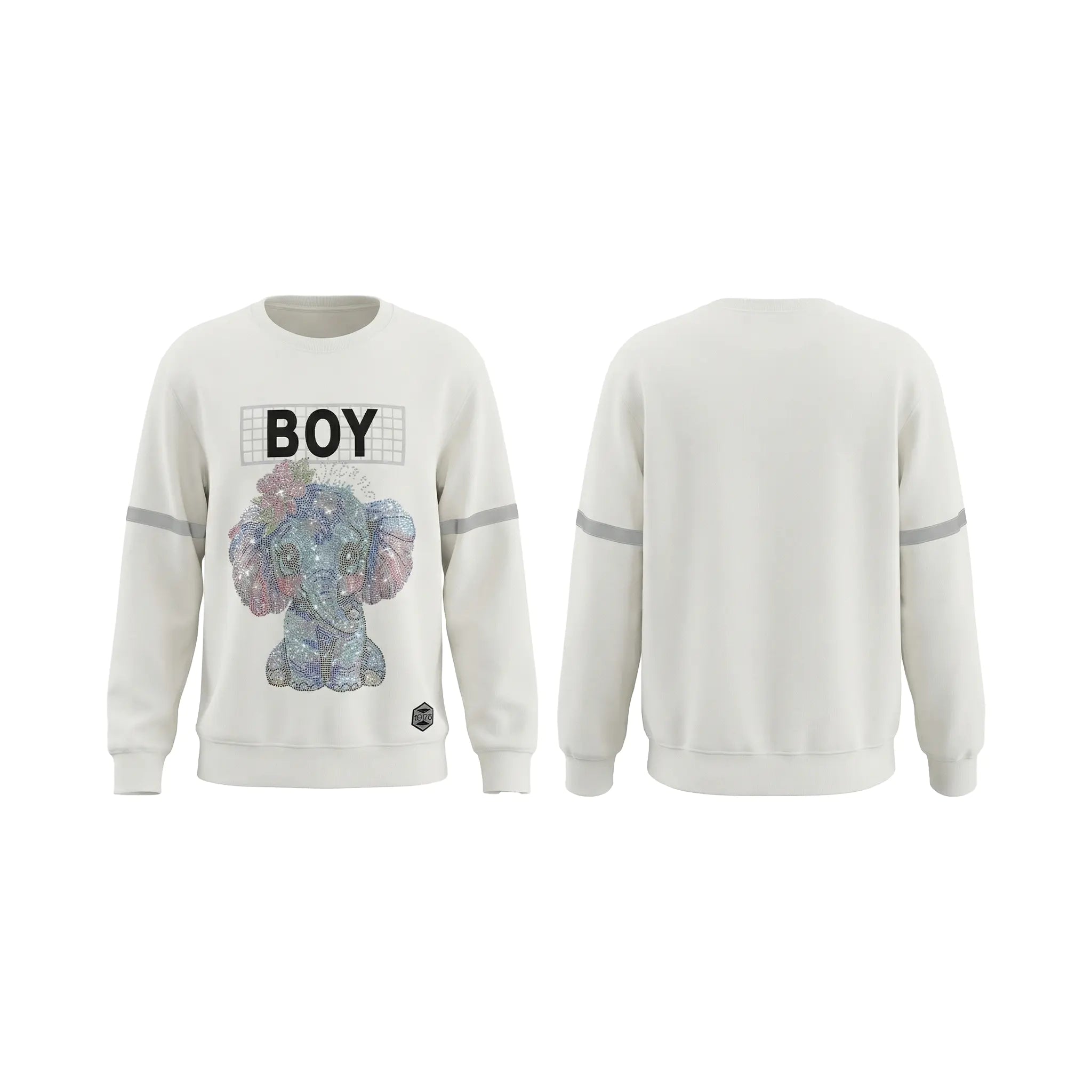 Navy blue leggings with pink floral patterns on a white background, TCH Rhinestone Elephant Graphic Crew Neck Sweatshirt