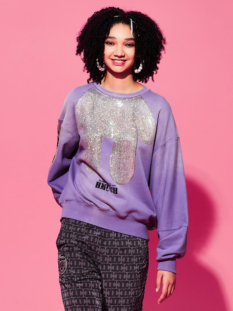 tch rhinestone fashion oversized sweatshirt purple HighEnd Luxury Streetwear Brand Official Showcase