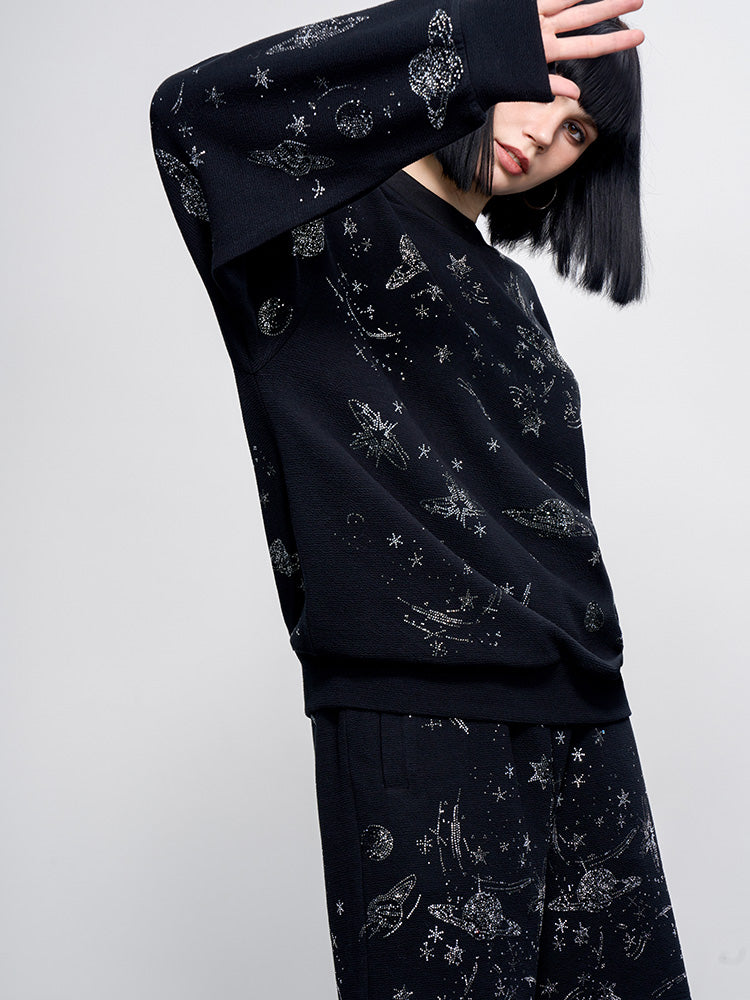 tch rhinestone galaxy sweatshirt with angel wings black HighEnd Luxury Streetwear Brand Official Showcase