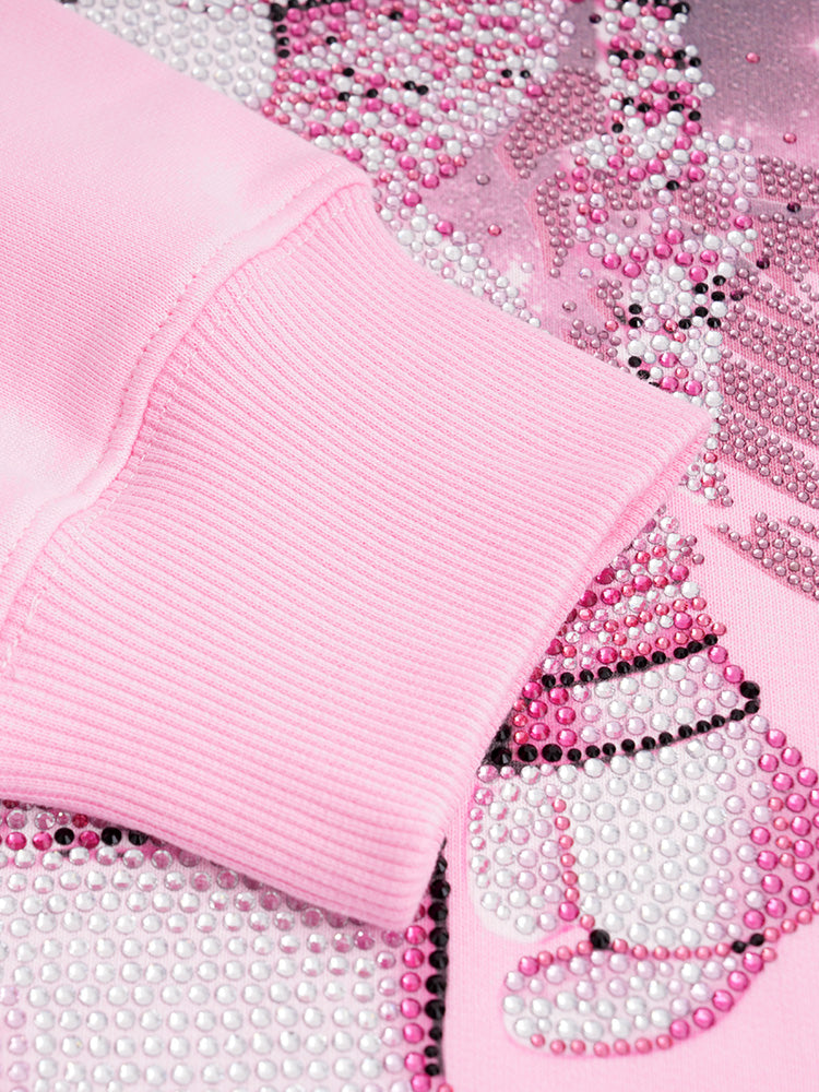 tch rhinestone glass bear print cotton sweatshirt pink HighEnd Luxury Streetwear Brand Official Showcase