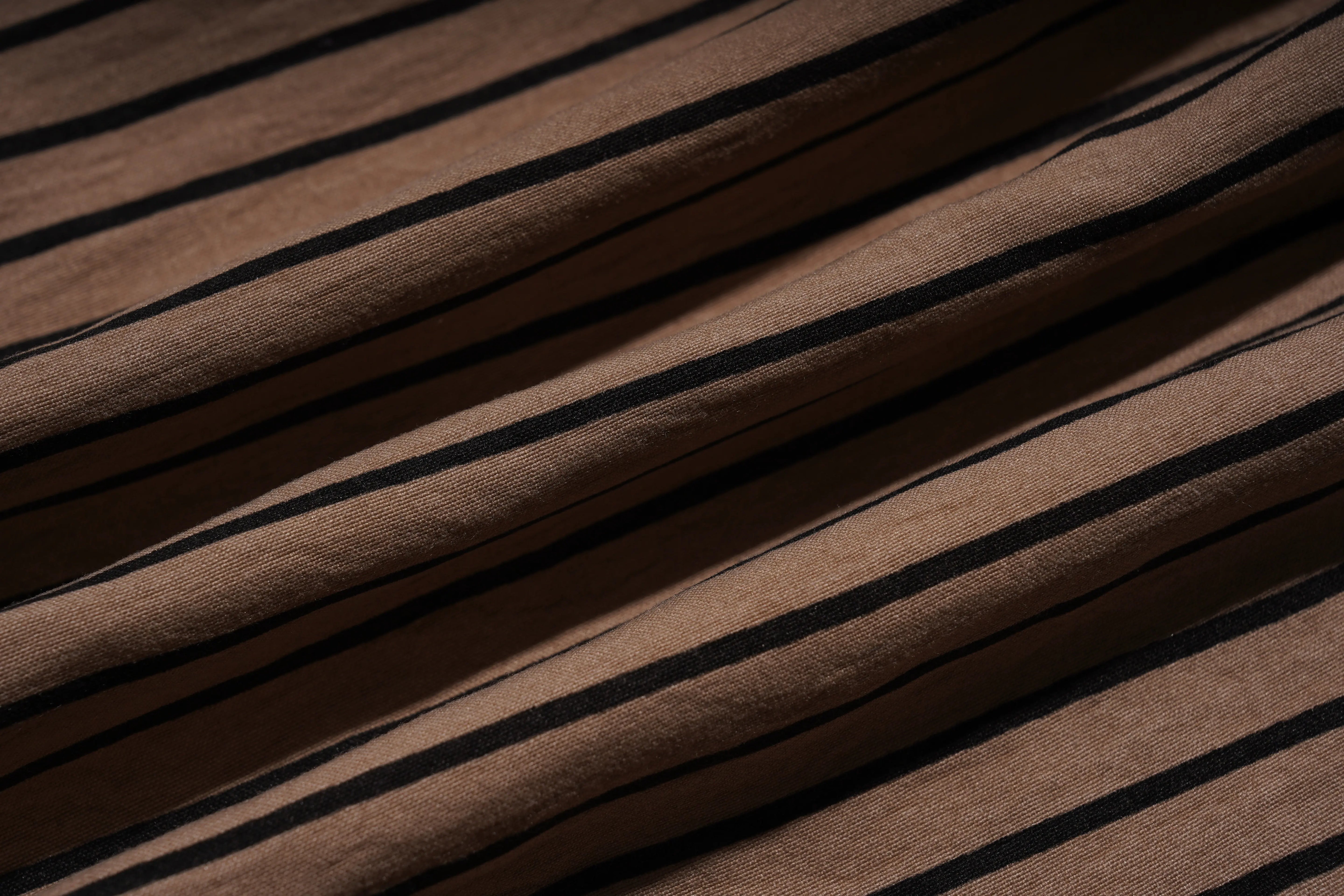 Close-up of brown fabric with black stripes, TCH Rhinestone Graffiti Cat & Cherry Set