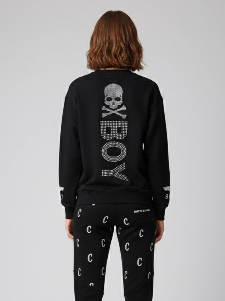 tch rhinestone graphic black sweatshirt black HighEnd Luxury Streetwear Brand Official Showcase