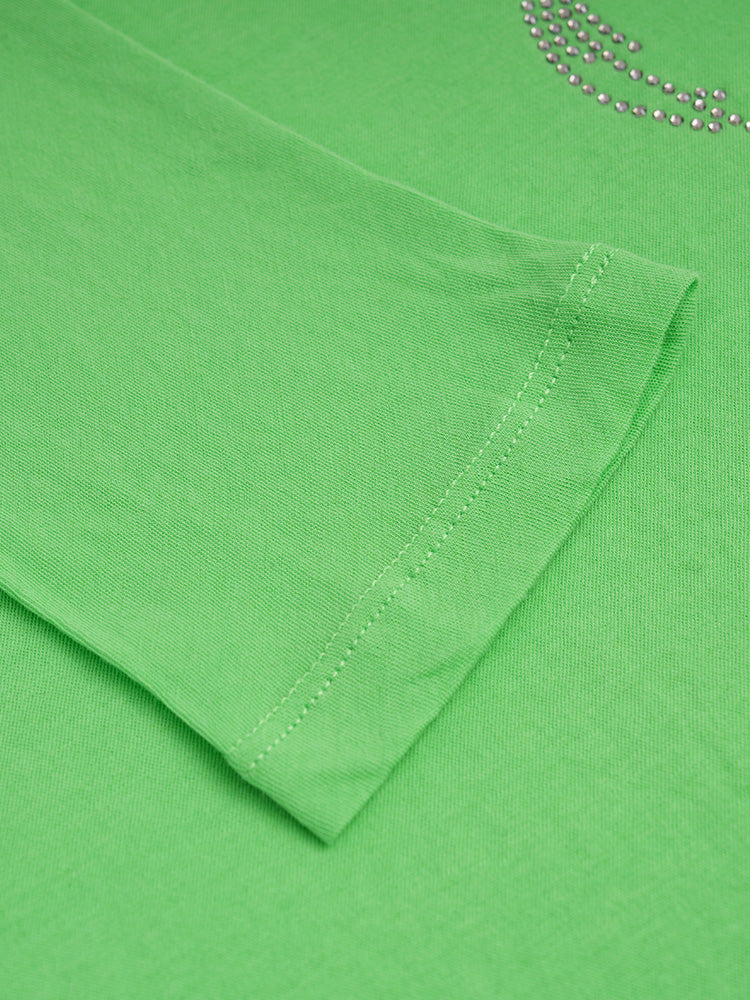tch rhinestone graphic fitting blouse lightgreen HighEnd Luxury Streetwear Brand Official Showcase
