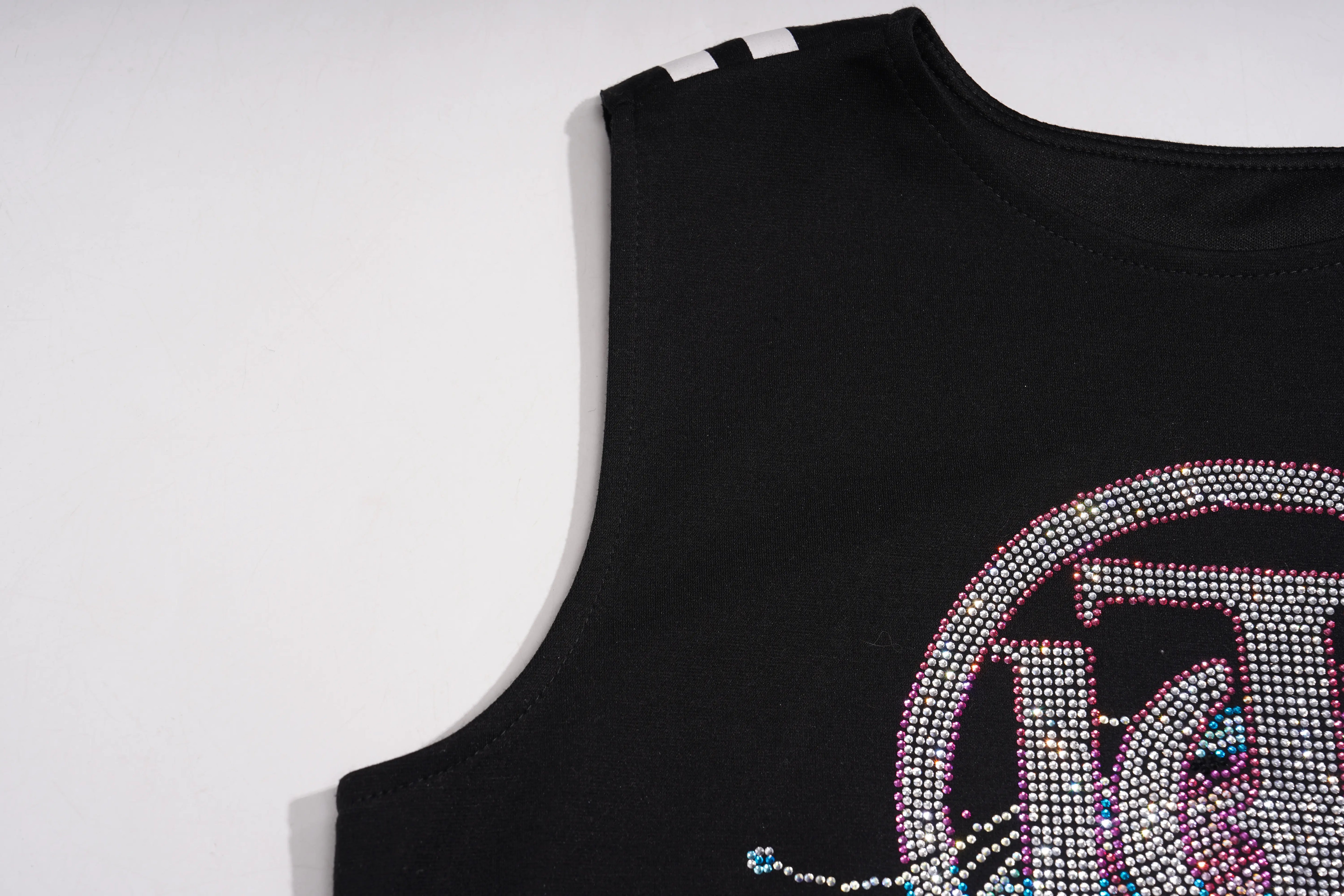 TCH Rhinestone Graphic Pleated Hem Sleeveless Black Dress TCH Rhinestone Graphic Pleated Hem Sleeveless Black Dress