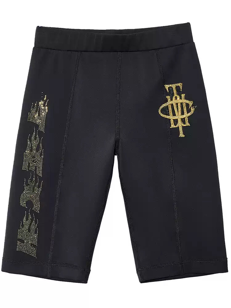 tch rhinestone graphic print cycling shorts black HighEnd Luxury Streetwear Brand Official Showcase