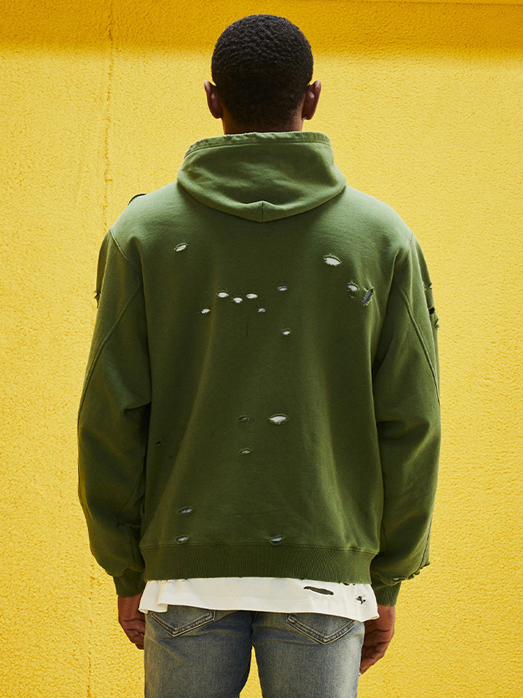 tch rhinestone graphic print hip hop hoodie darkgreen HighEnd Luxury Streetwear Brand Official Showcase