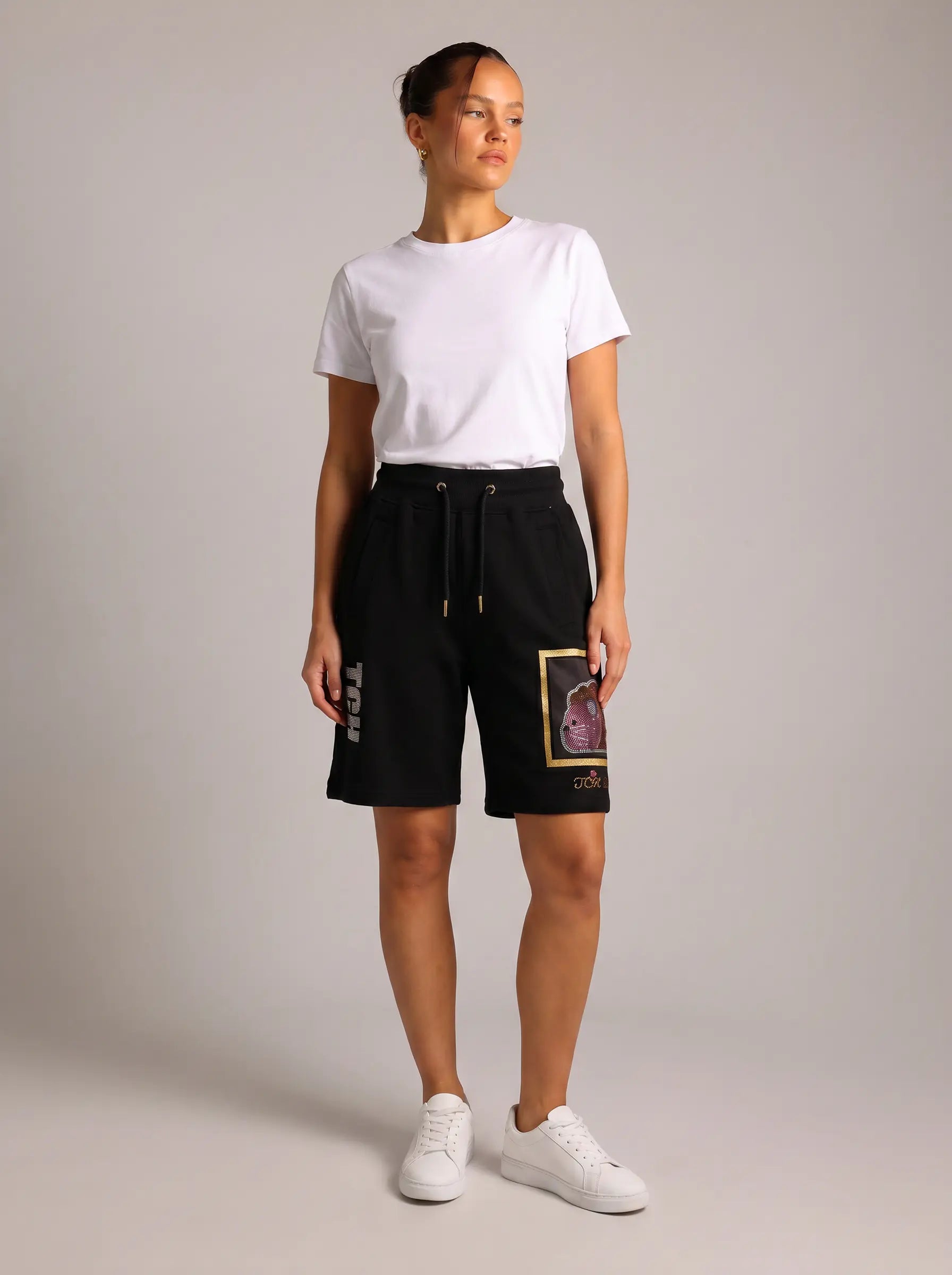 TCH Rhinestone Graphic Shorts Black Streetwear Cotton Sweat Shorts Luxury Streetwear Brand Official Showcase