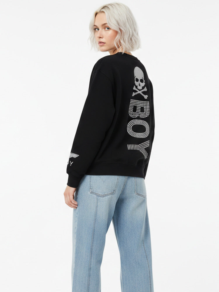 tch rhinestone graphic unisex cotton sweatshirt black HighEnd Luxury Streetwear Brand Official Showcase