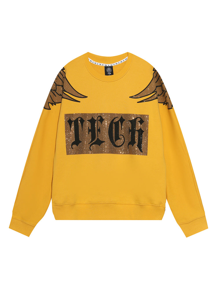 tch rhinestone graphic wing leopard sweatshirt yellow HighEnd Luxury Streetwear Brand Official Showcase