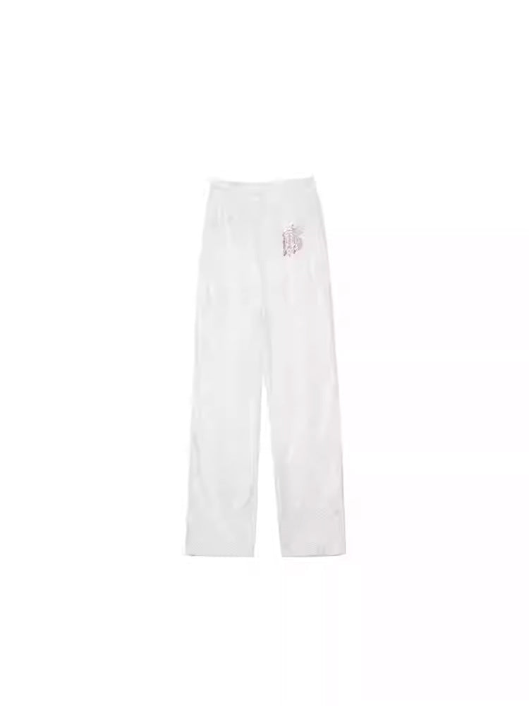 tch rhinestone high waist jacquard palazzo trousers white HighEnd Luxury Streetwear Brand Official Showcase