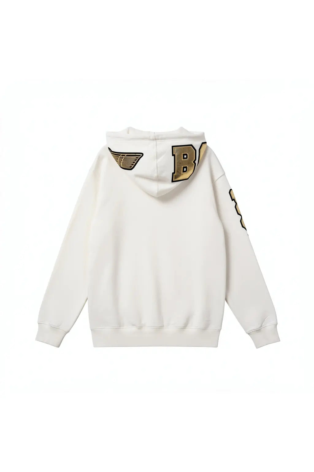 White hoodie with brand logo on the back against a white background, TCH Rhinestone Horse Graphic Jacket