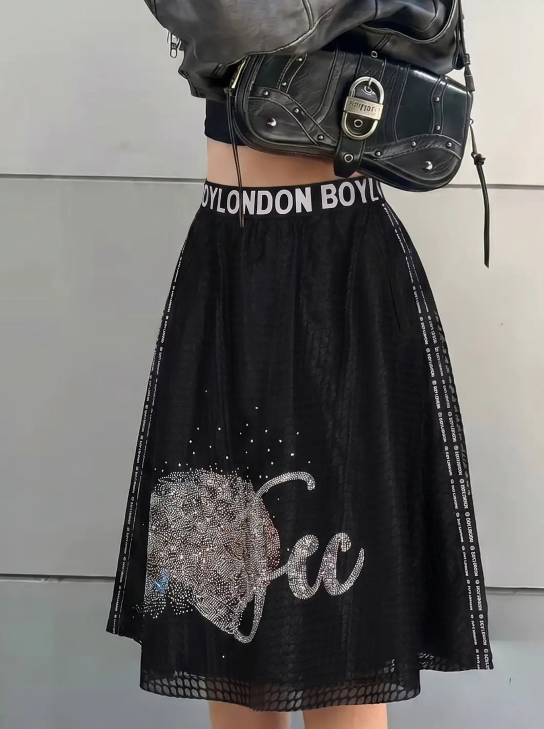 TCH Rhinestone Ice Graphic Mesh Flared Skirt - 6