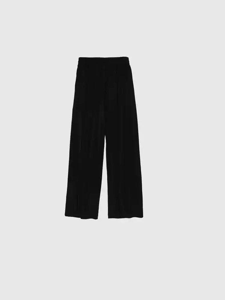 tch rhinestone jersey crepe wide leg pants in black black HighEnd Luxury Streetwear Brand Official Showcase