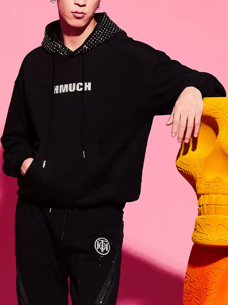 tch rhinestone letter hooded sweatshirt black HighEnd Luxury Streetwear Brand Official Showcase