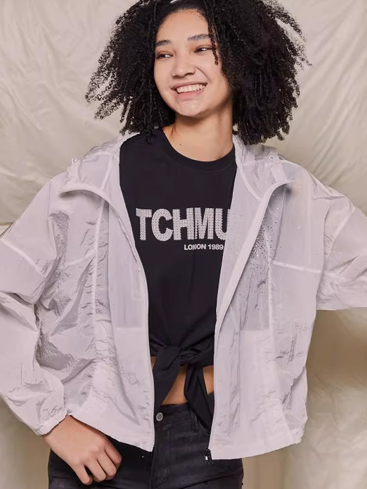 tch rhinestone lightweight windbreaker jacket white HighEnd Luxury Streetwear Brand Official Showcase