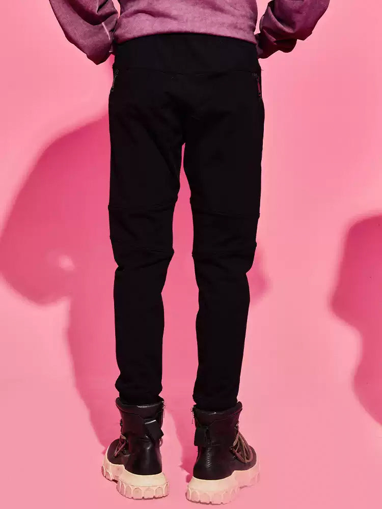 tch rhinestone logo zipper long pants black HighEnd Luxury Streetwear Brand Official Showcase