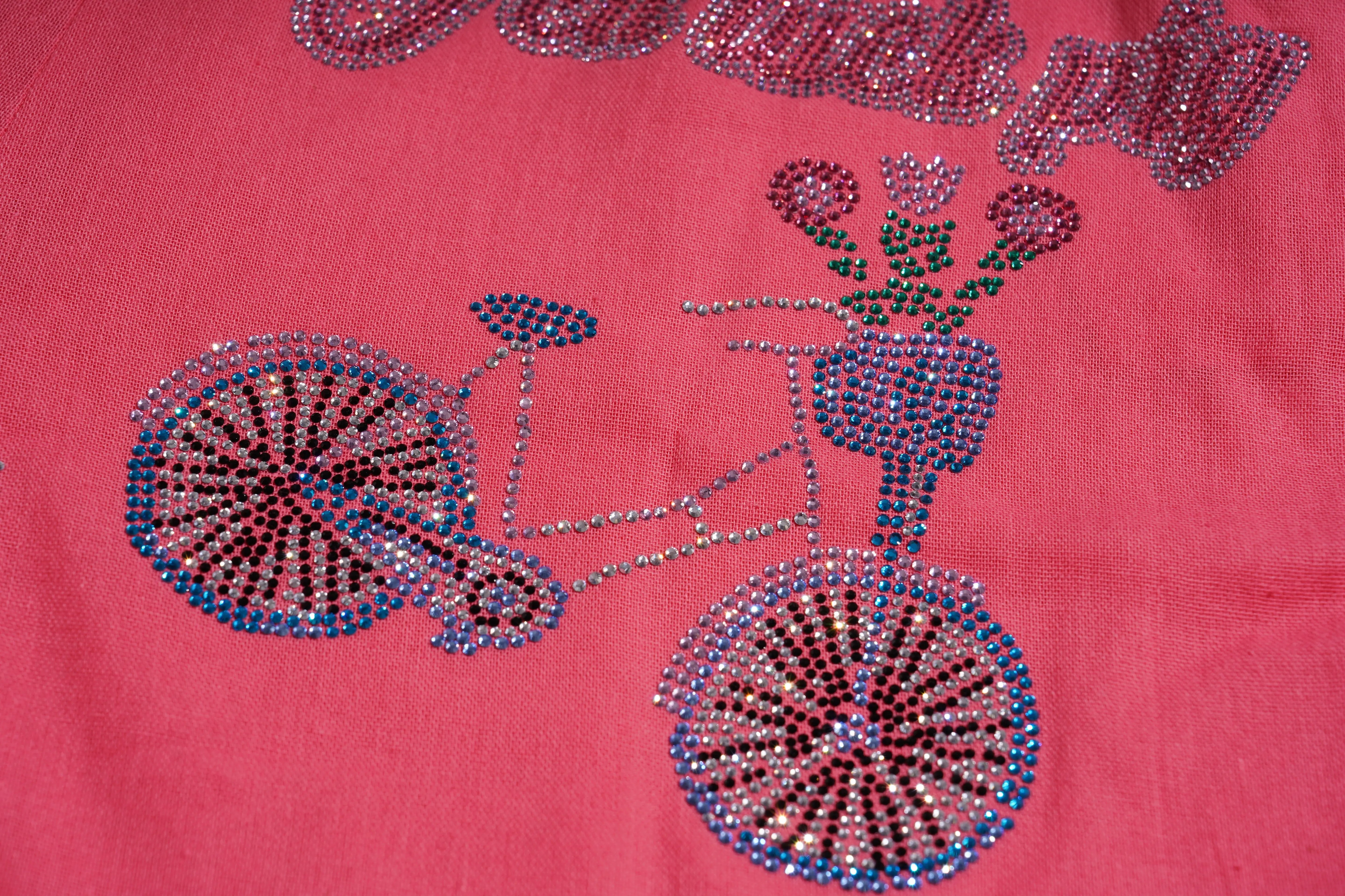 Decorative design of a bicycle with flowers on a pink background, TCH Rhinestone Love Lucky Pig Set
