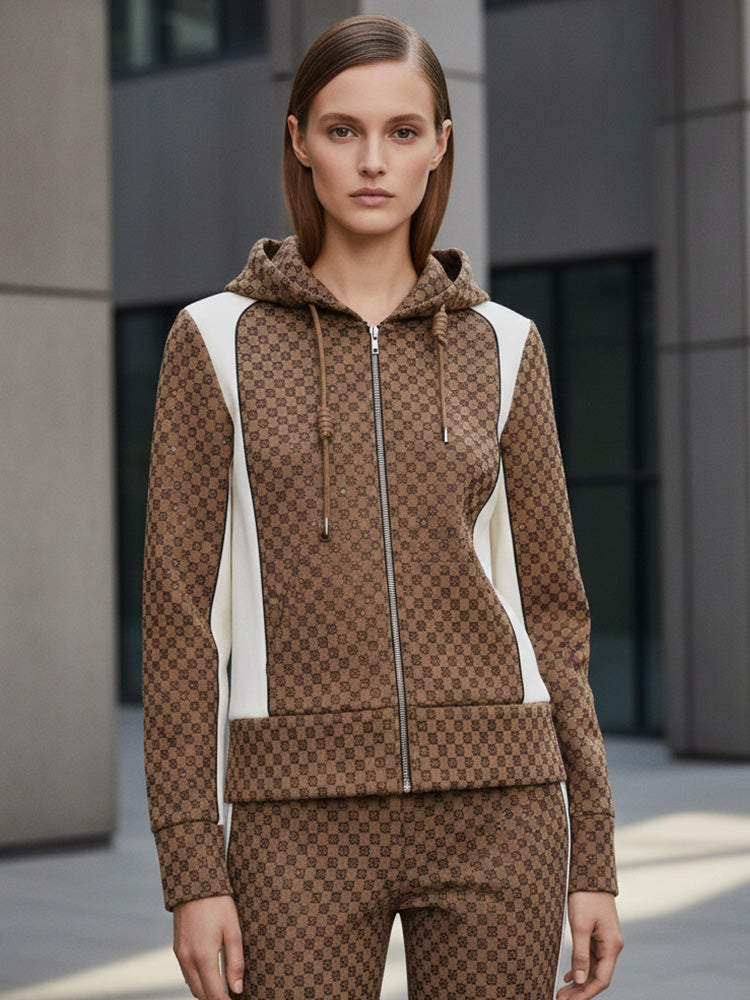 tch rhinestone monogram jacquard hoodie jacket lightbrown HighEnd Luxury Streetwear Brand Official Showcase