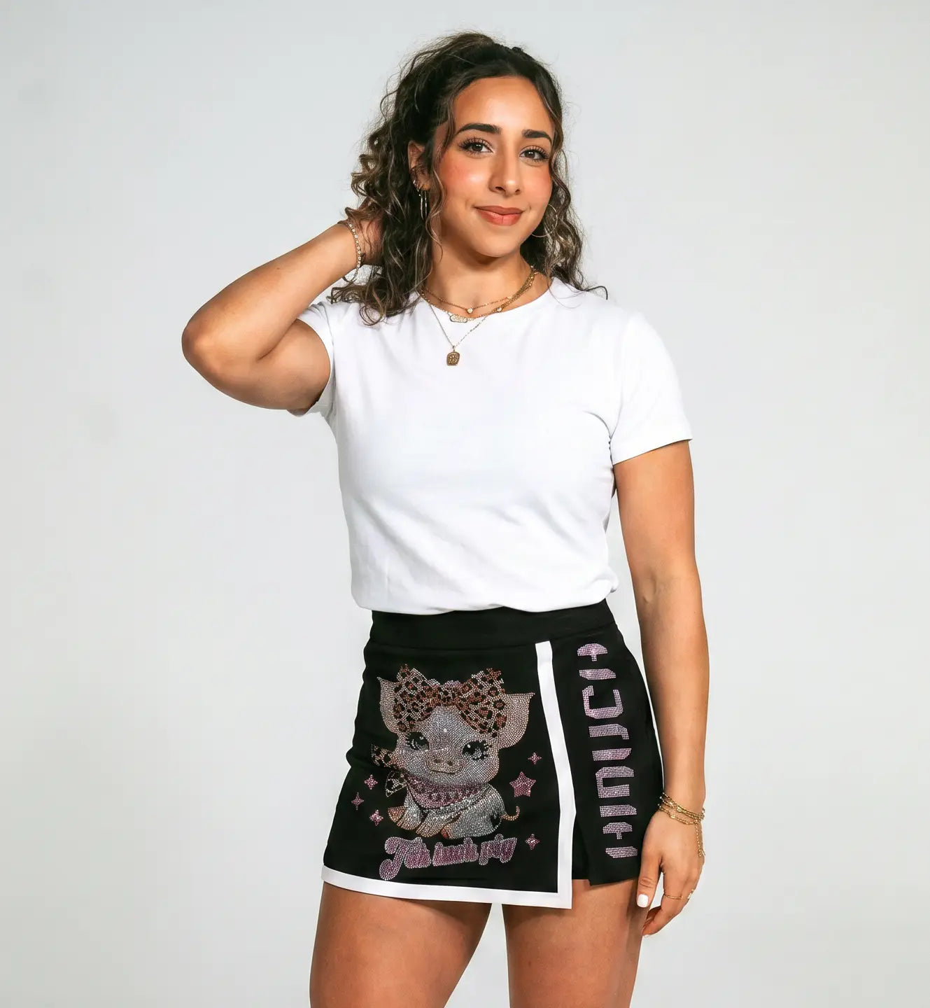 TCH Rhinestone Pig Graphic Tennis Skirt TCH Rhinestone Pig Graphic Tennis Skirt