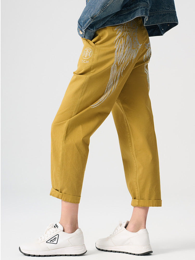 tch rhinestone pleated balloon leg jeans yellow HighEnd Luxury Streetwear Brand Official Showcase