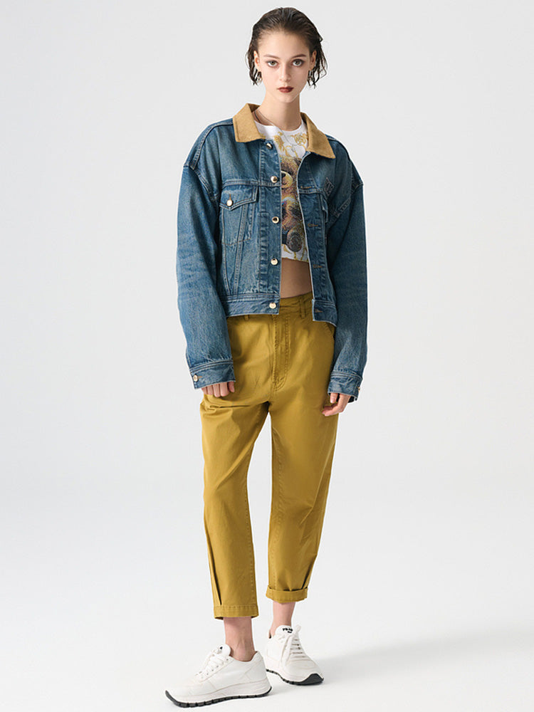 tch rhinestone pleated balloon leg jeans yellow HighEnd Luxury Streetwear Brand Official Showcase