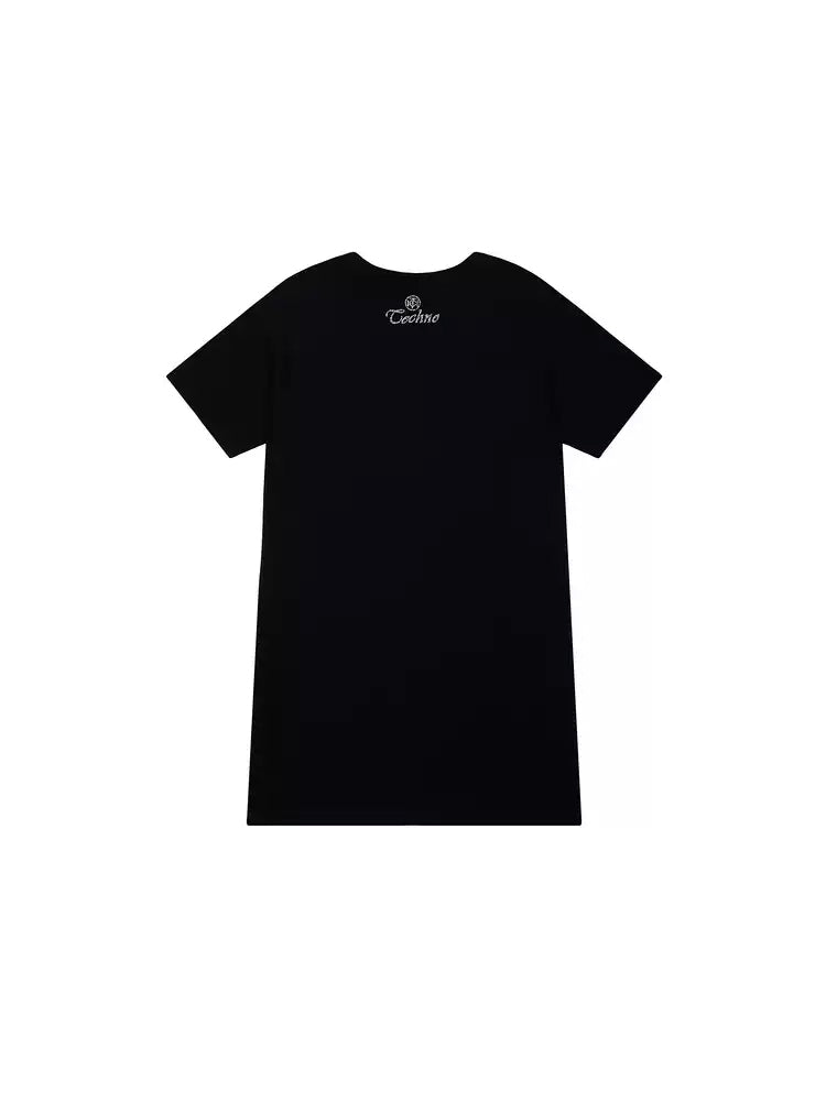 tch rhinestone plein sport scratch print t-shirt dress black HighEnd Luxury Streetwear Brand Official Showcase