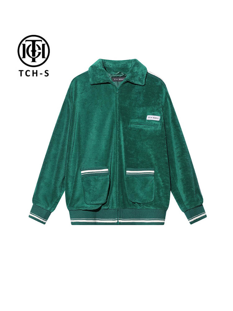 tch rhinestone sherpa fleece baseball jacket darkgreen HighEnd Luxury Streetwear Brand Official Showcase