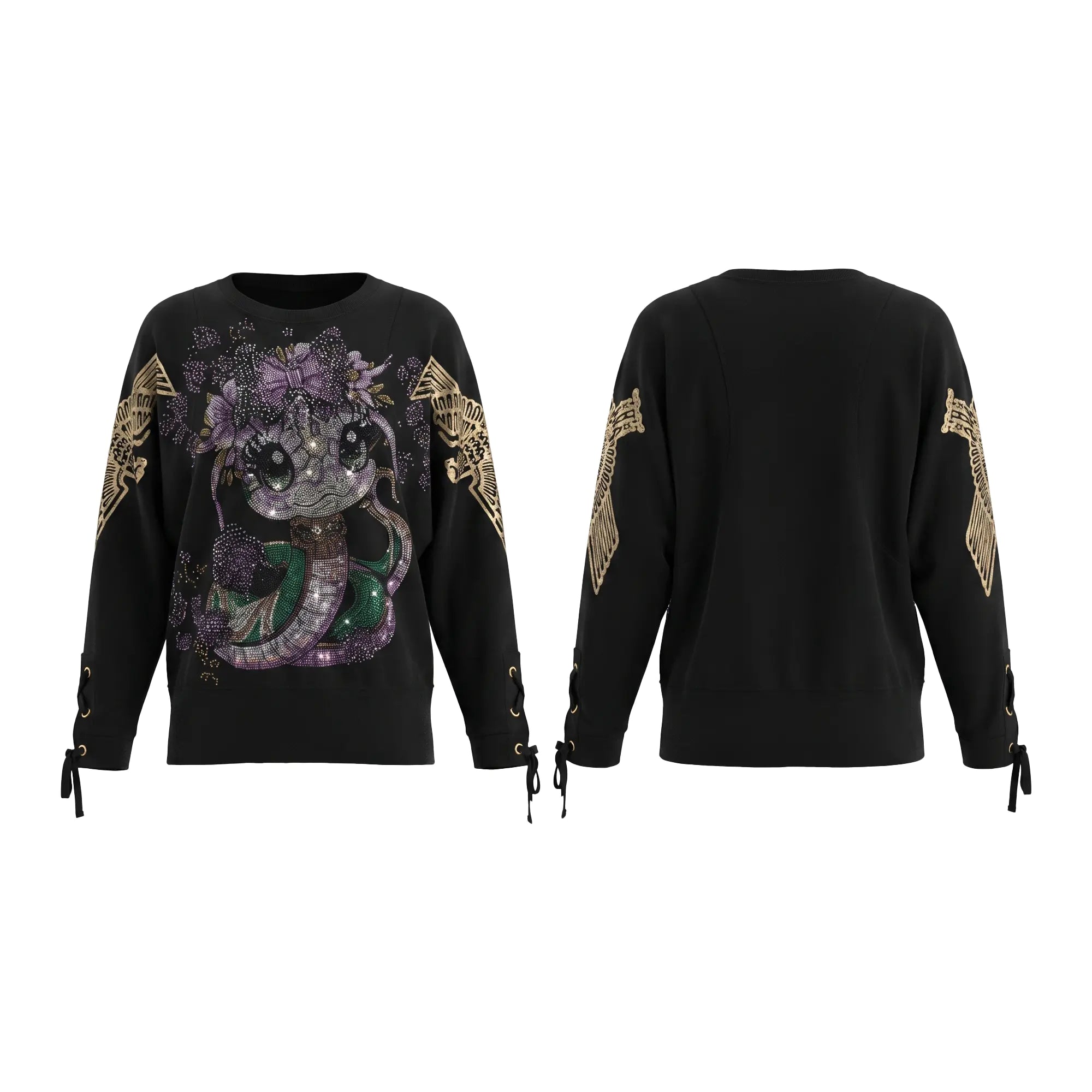 TCH Rhinestone Snake Eagle Sweatshirt Luxury Streetwear Brand Official Showcase