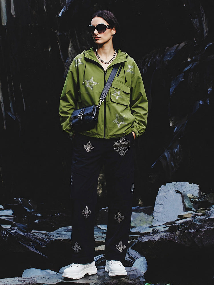 TCH Rhinestone Star Windbreaker Hooded Jacket-2