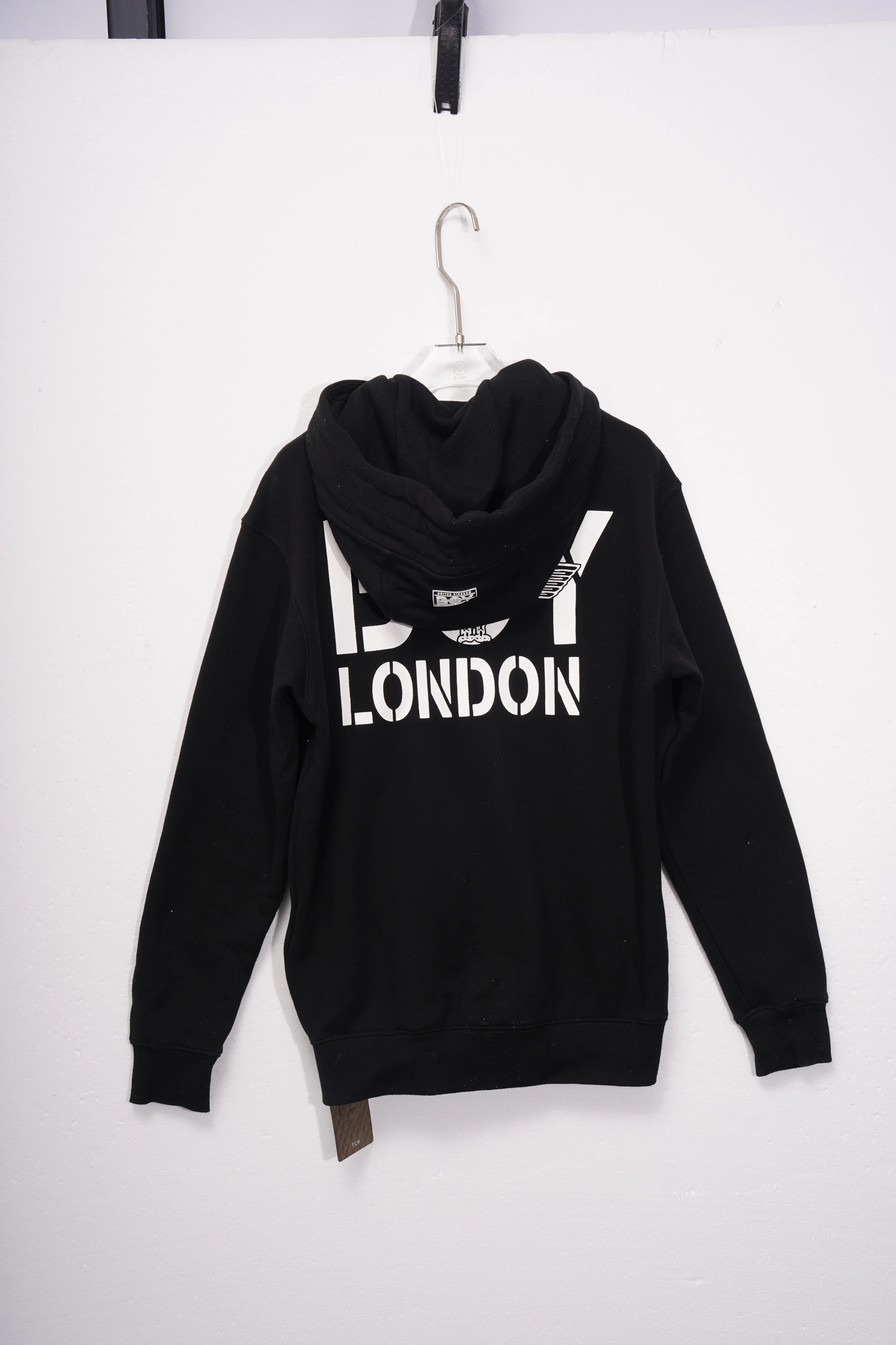 Black hoodie with 'Ley London' text on a white background. TCH Rhinestone Starry Sky Lion Hoodie