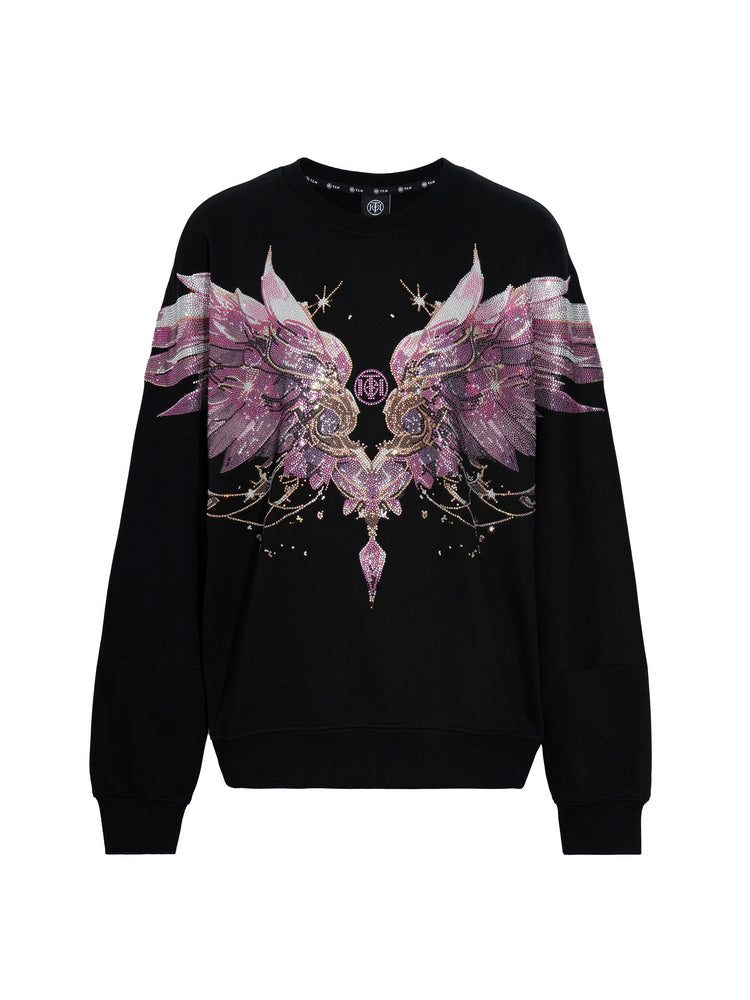 tch rhinestone sweatshirt pink angel wings black HighEnd Luxury Streetwear Brand Official Showcase