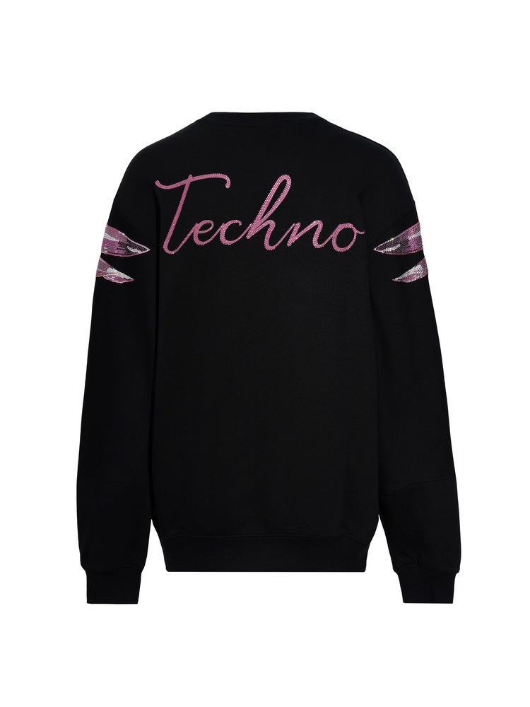 tch rhinestone sweatshirt pink angel wings black HighEnd Luxury Streetwear Brand Official Showcase