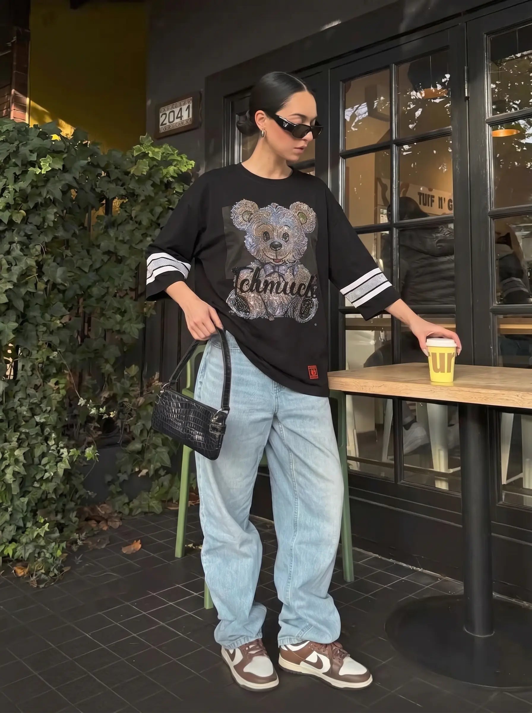 TCH Rhinestone Teddy Bear “BOY 76” Street Graphic Tee - 2