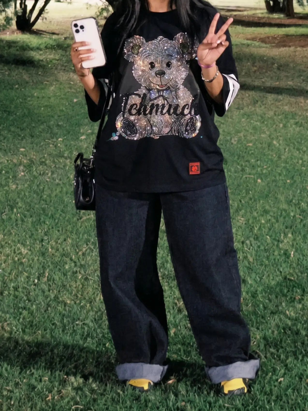 TCH Rhinestone Teddy Bear “BOY 76” Street Graphic Tee - 4