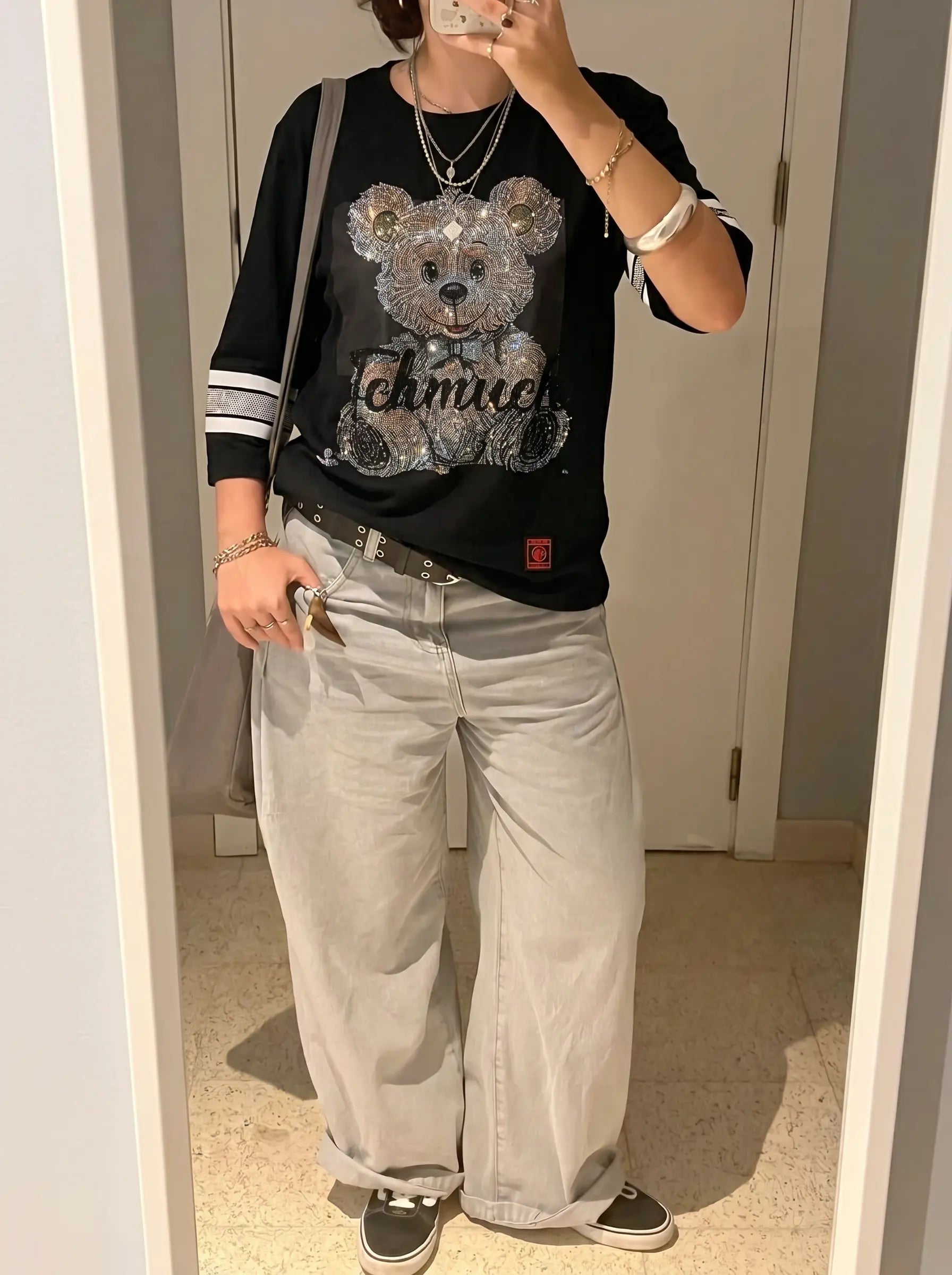 TCH Rhinestone Teddy Bear “BOY 76” Street Graphic Tee - 7