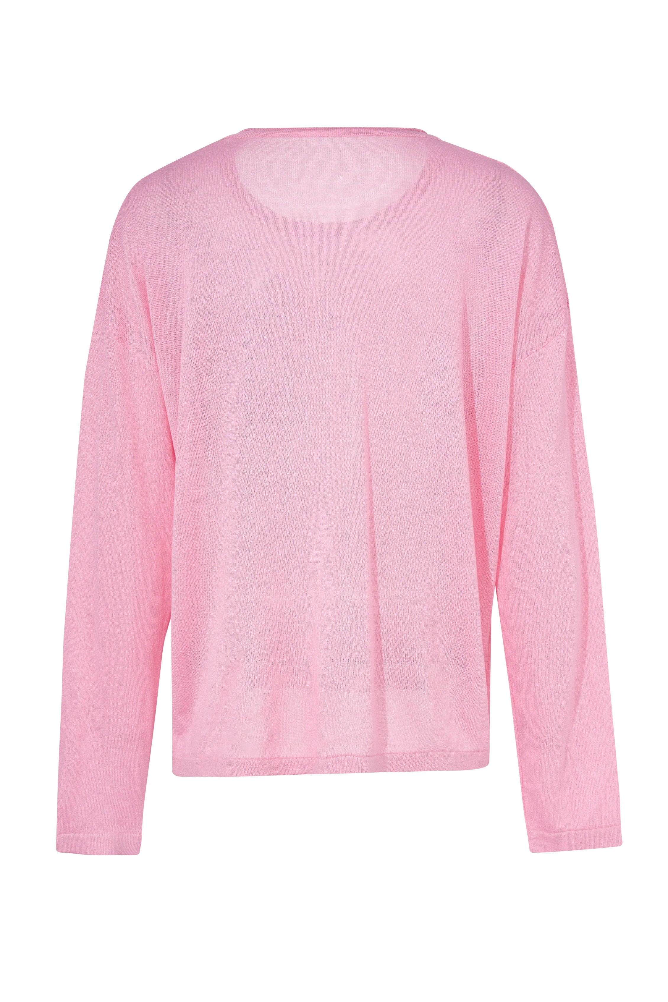 Pink long-sleeve top on a white background, TCH Rhinestone Teddy Bear & Bow Pink Long Sleeve Top