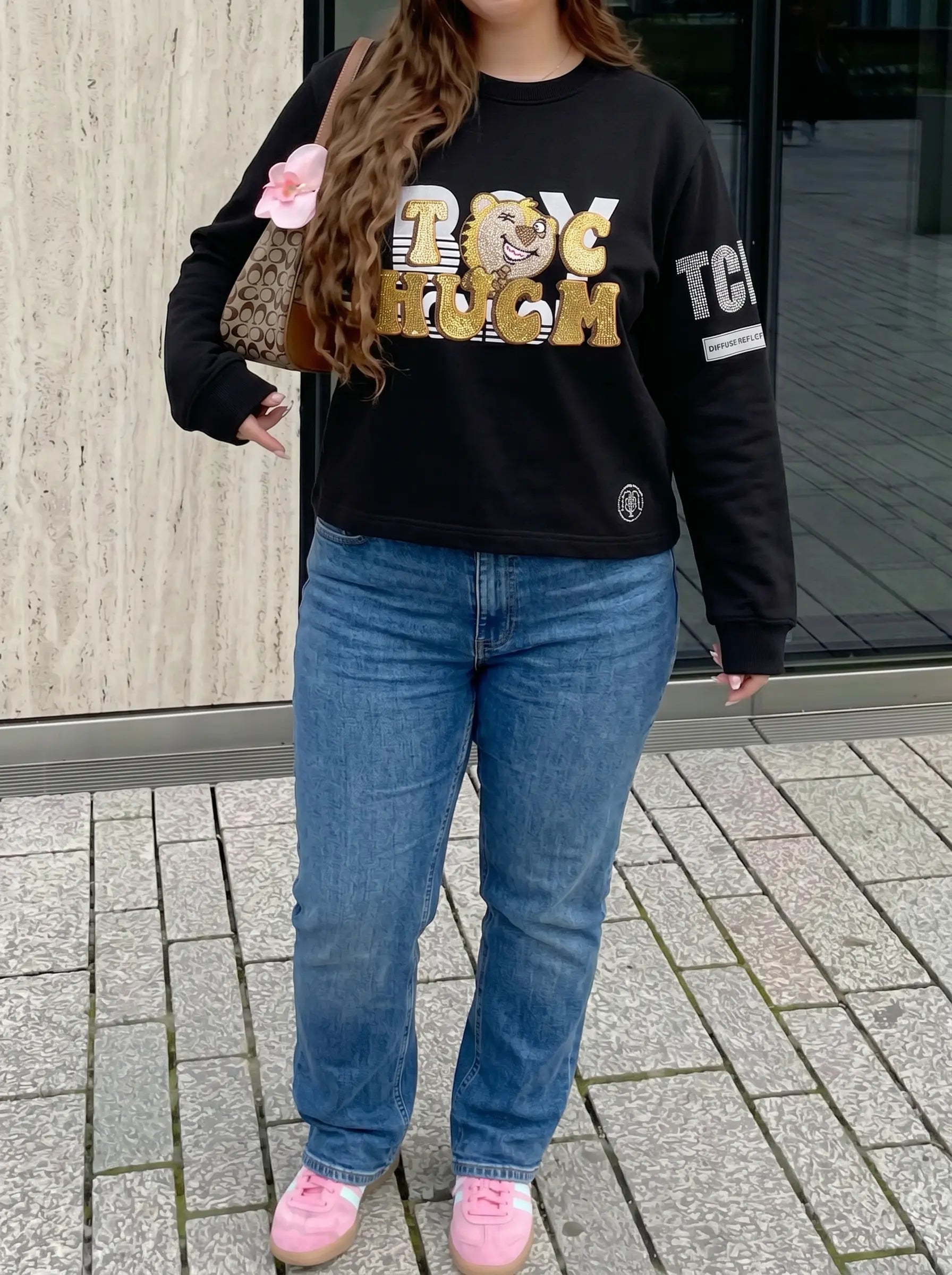 TCH Rhinestone Teddy Bear Graphic Sweatshirt Luxury Streetwear Brand Official Showcase
