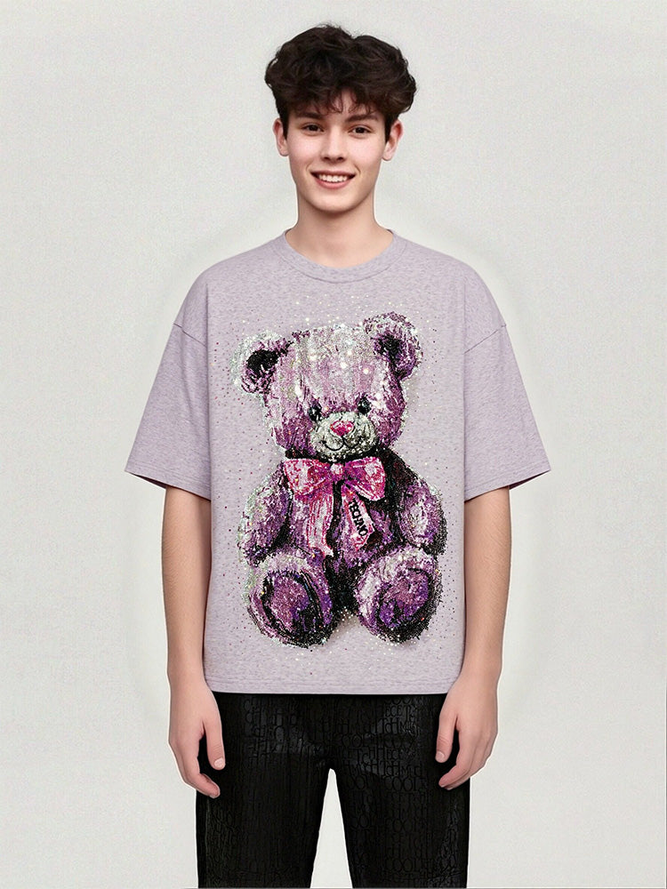 tch rhinestone teddy bear graphic t-shirt pink HighEnd Luxury Streetwear Brand Official Showcase