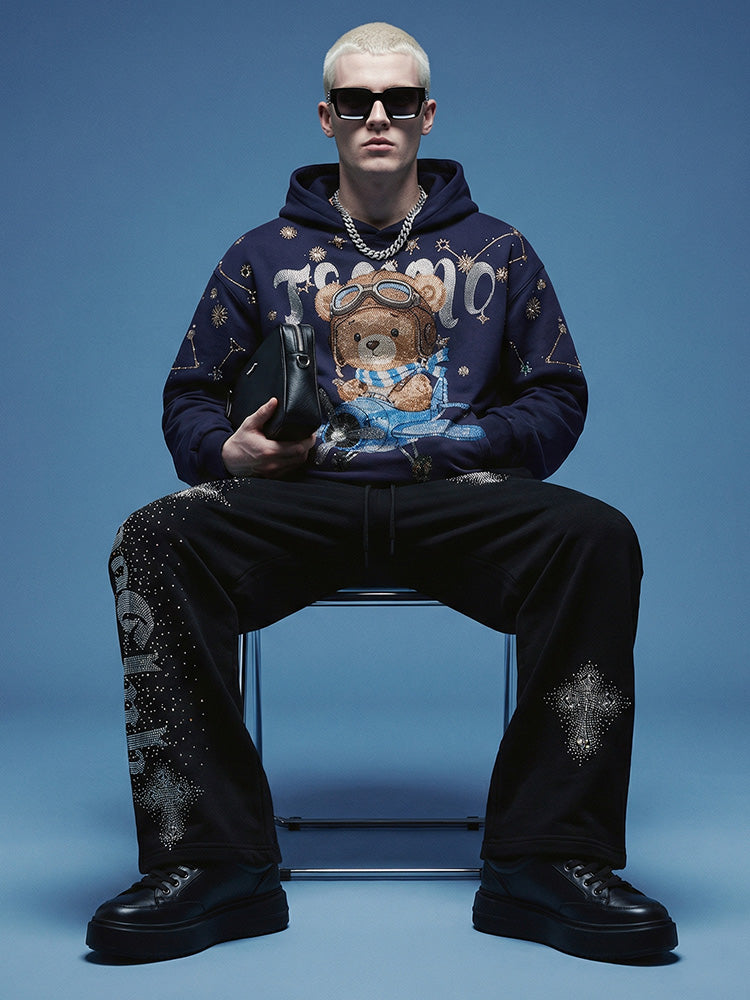 TCH Rhinestone Teddy Hoodie Streetwear Sweatshirt-5