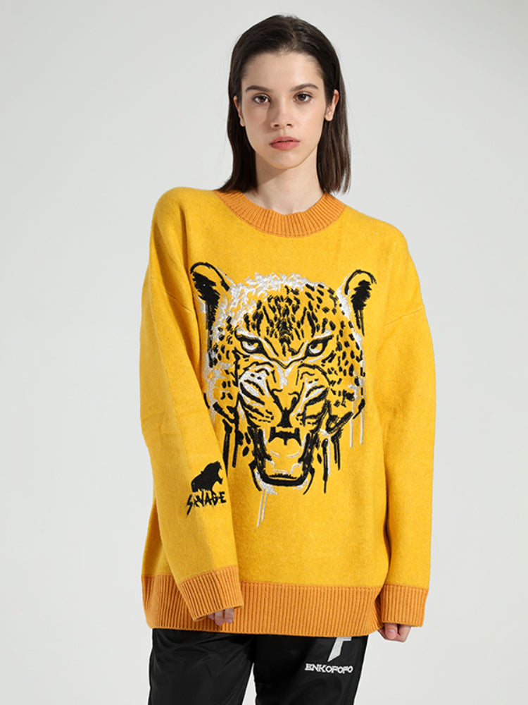 tch rhinestone tiger graphic knitwear sweater yellow HighEnd Luxury Streetwear Brand Official Showcase