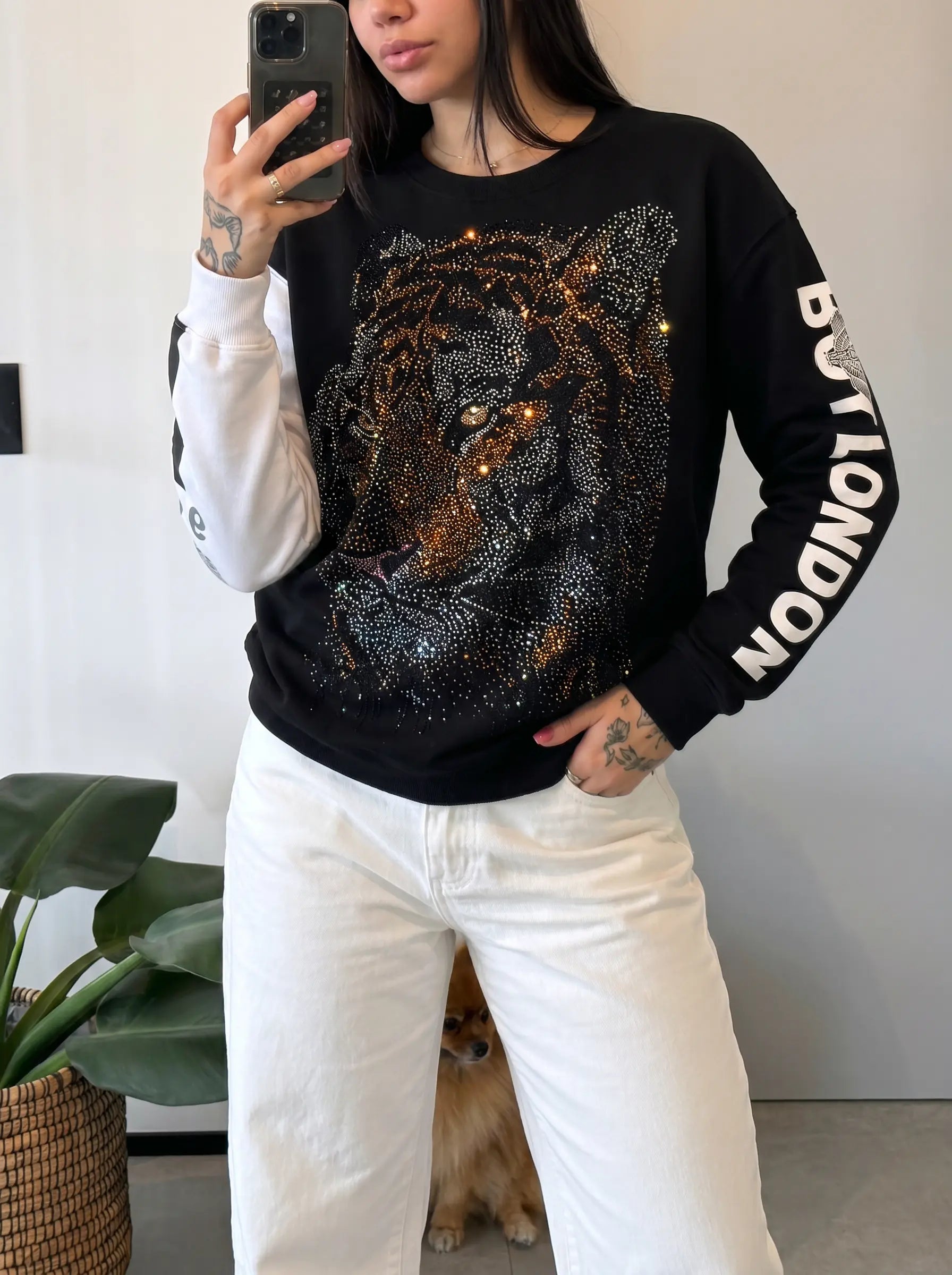 TCH Rhinestone Tiger Graphic Sweatshirt TCH Rhinestone Tiger Graphic Sweatshirt