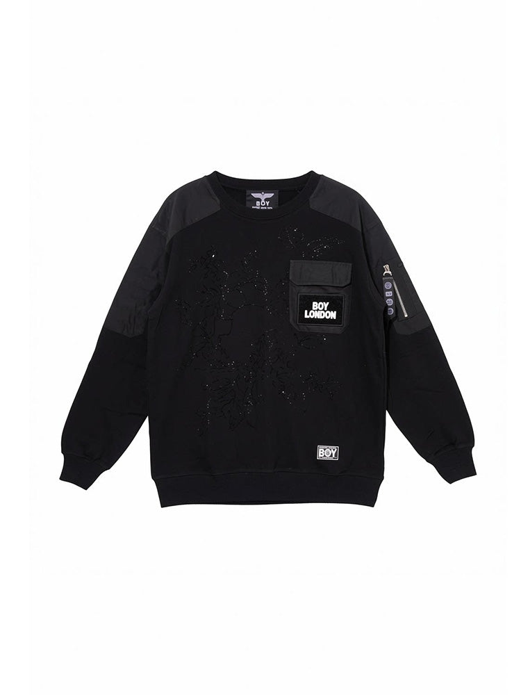 tch rhinestone unisex cotton sweatshirt with pocket black HighEnd Luxury Streetwear Brand Official Showcase