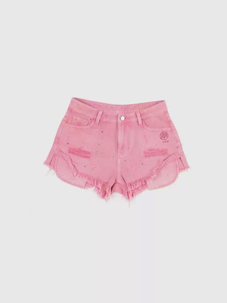 tch rhinestone vintage trendy tassel denim shorts pink HighEnd Luxury Streetwear Brand Official Showcase