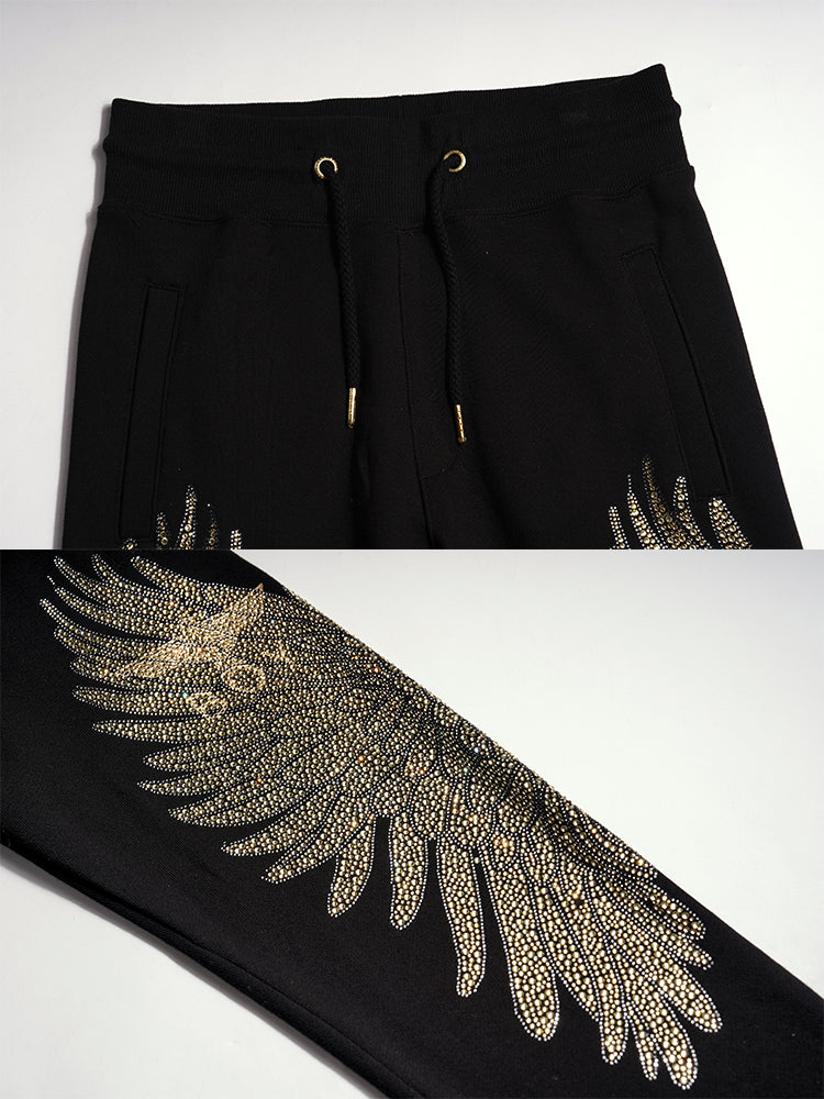 tch rhinestone winged street joggers black HighEnd Luxury Streetwear Brand Official Showcase