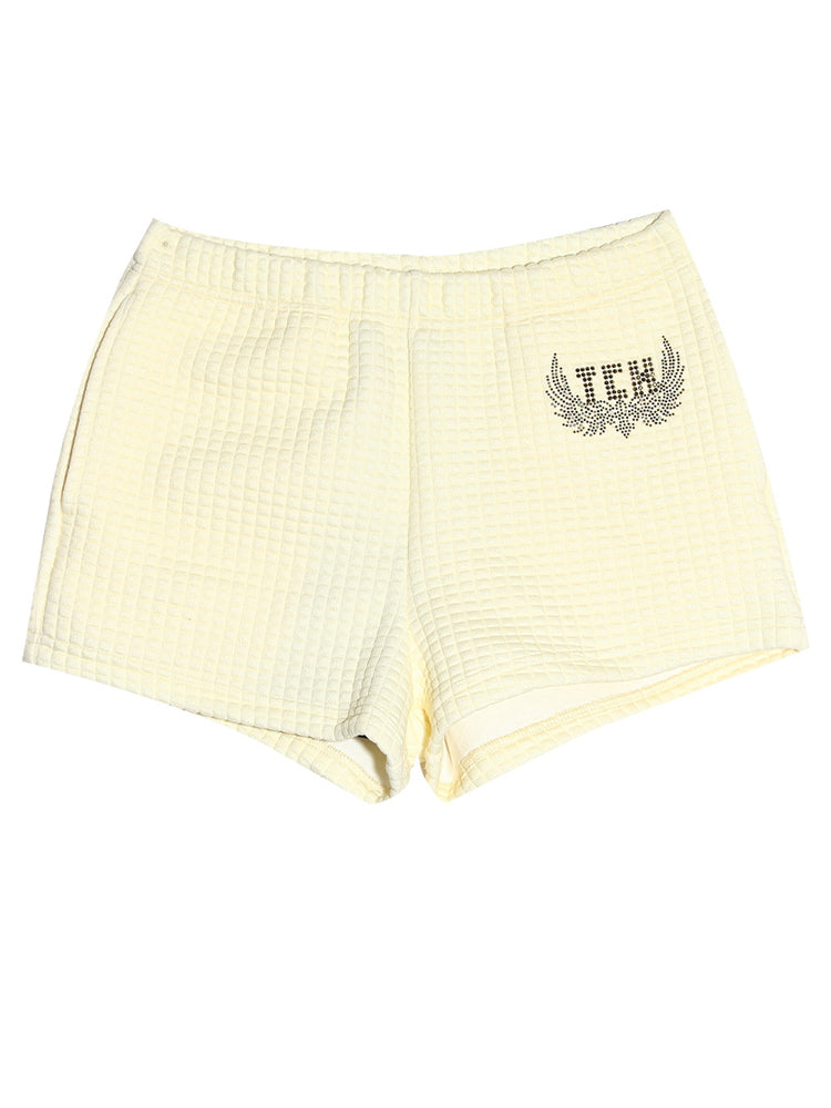 tch rhinestone wings elastic wait shorts khaki1 HighEnd Luxury Streetwear Brand Official Showcase